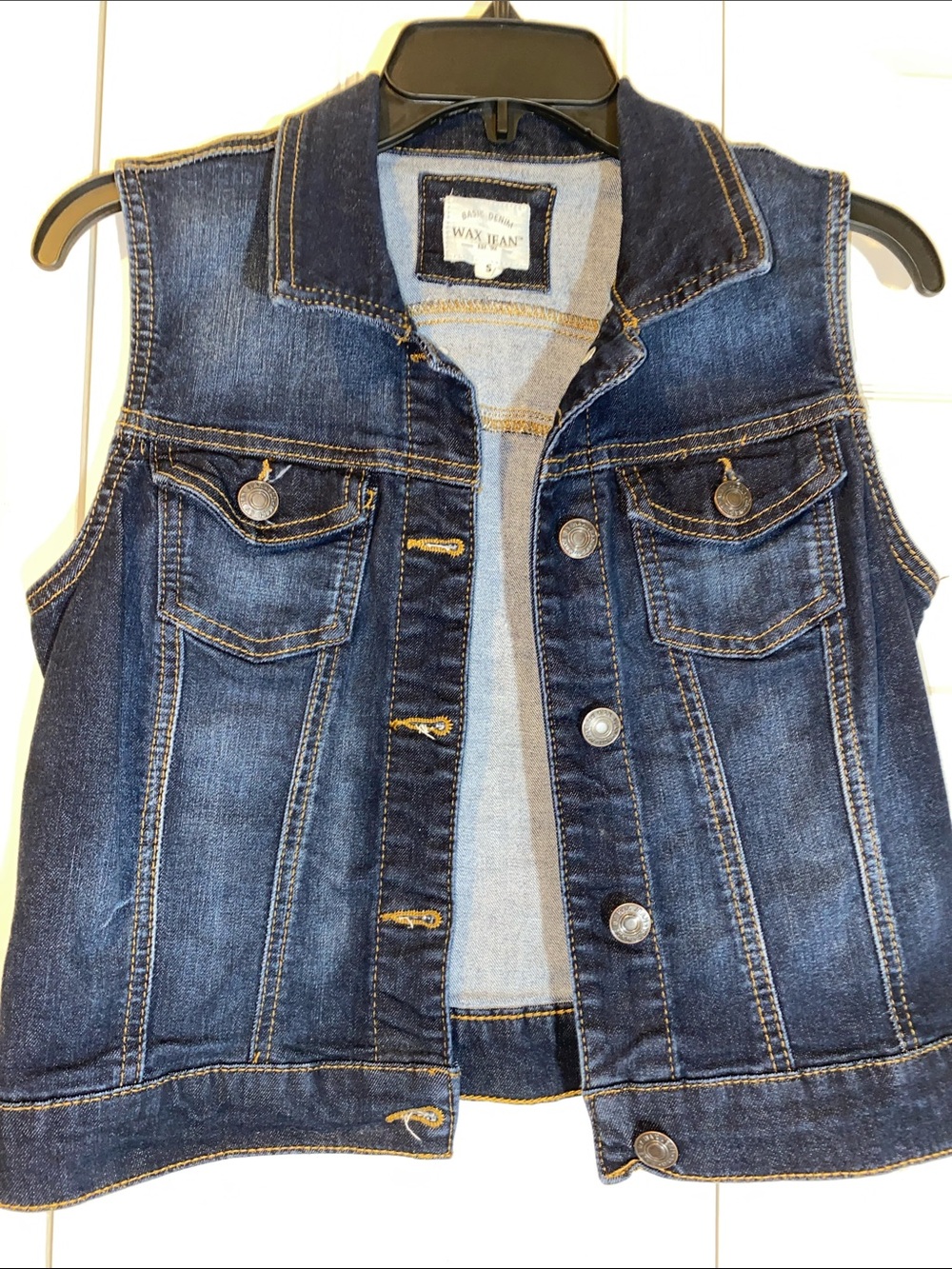 Wax Jean Dark Blue Women’s Denim Vest - Stretch